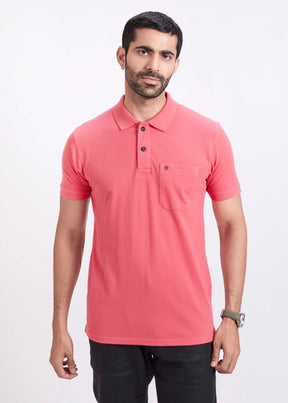 Men's Polo T-Shirt with Pocket - Light Pink