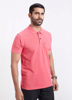 Men's Polo T-Shirt with Pocket - Light Pink