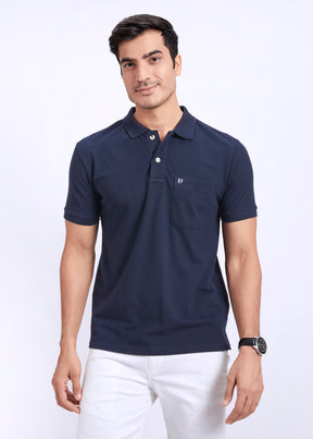 Men's Polo T-Shirt with Pocket - Navy