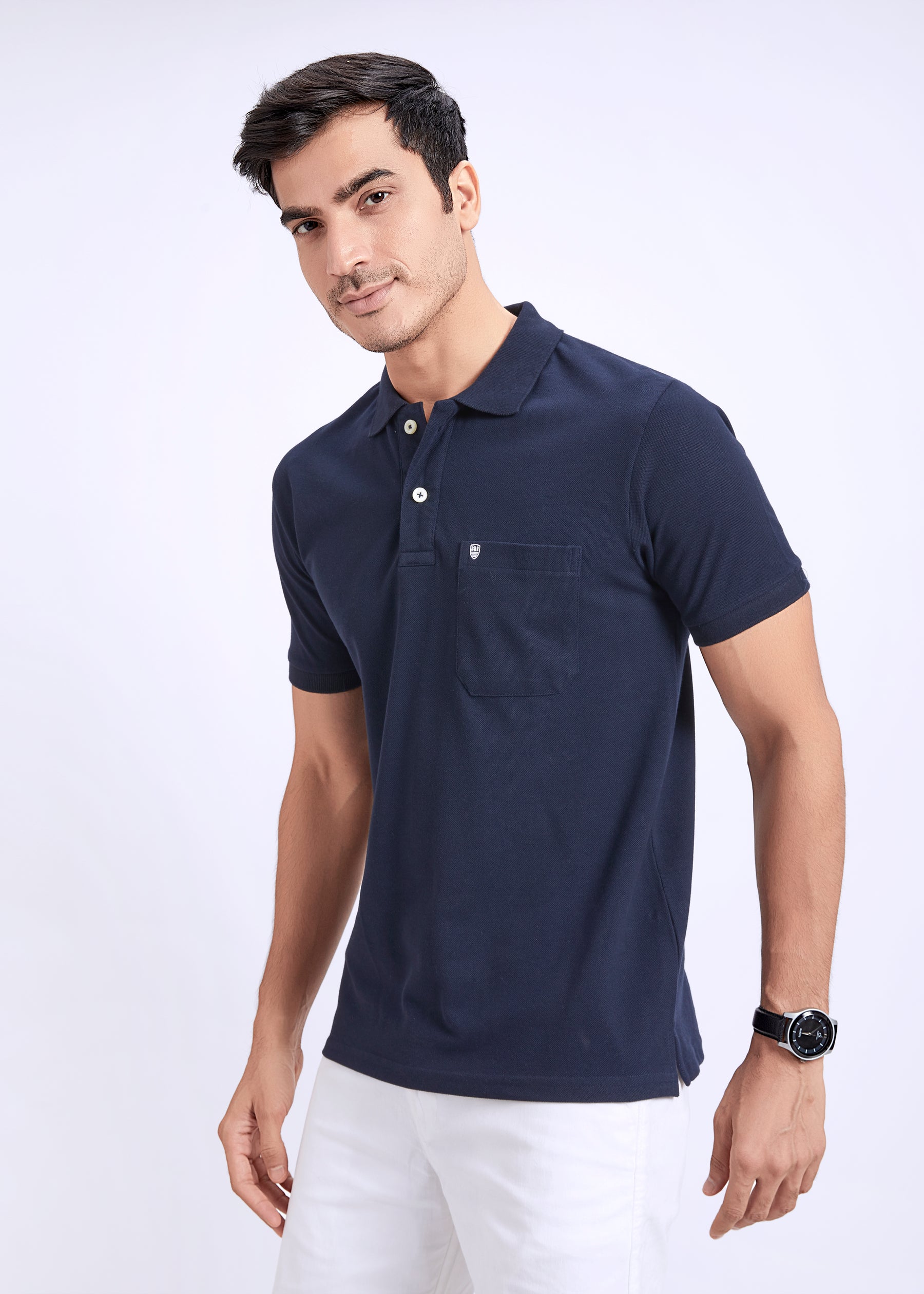 Men's Polo T-Shirt with Pocket - Navy