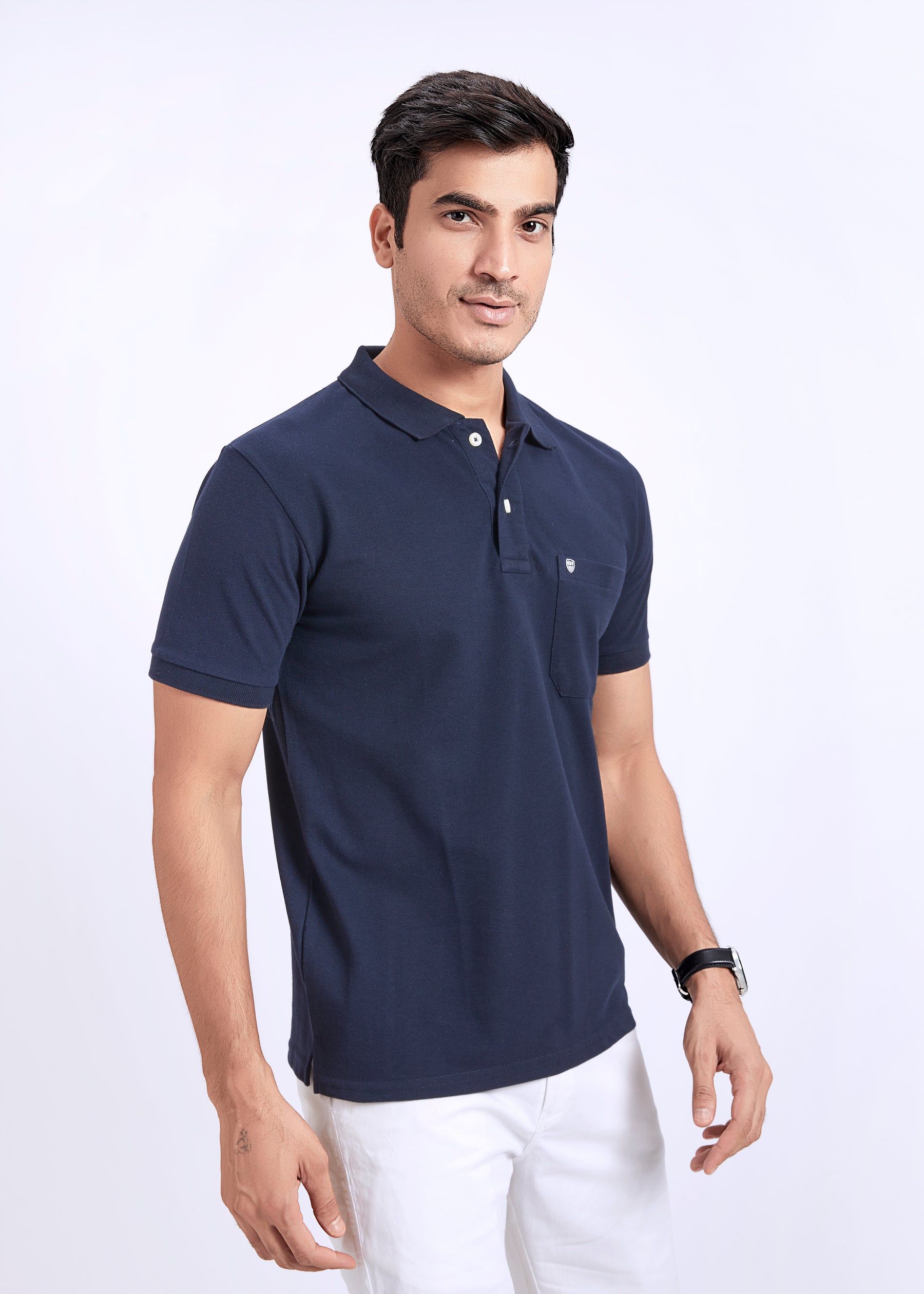 Men's Polo T-Shirt with Pocket - Navy