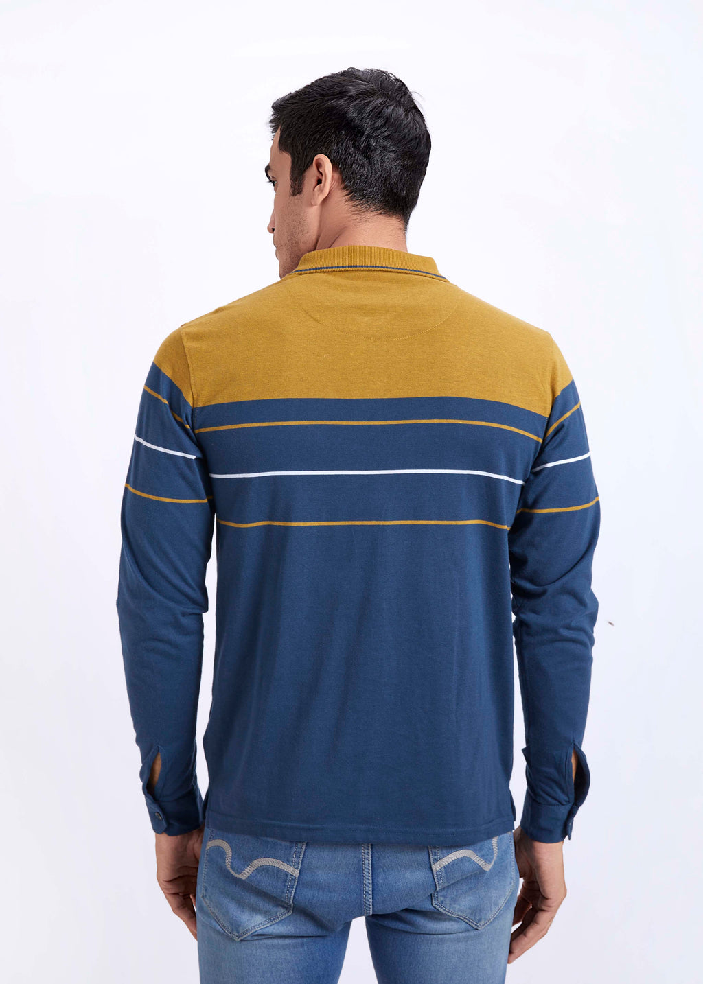 Full Sleeves Striped Polo With Pocket