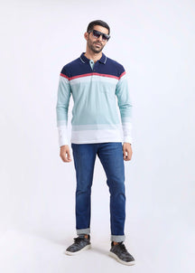 Full Sleeves Stripe Polo T-Shirt With Pocket