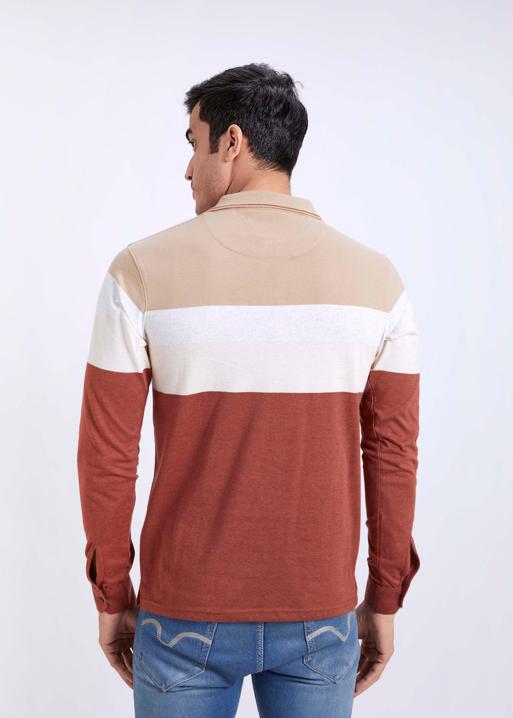 Full Sleeve Striped Polo With Pocket