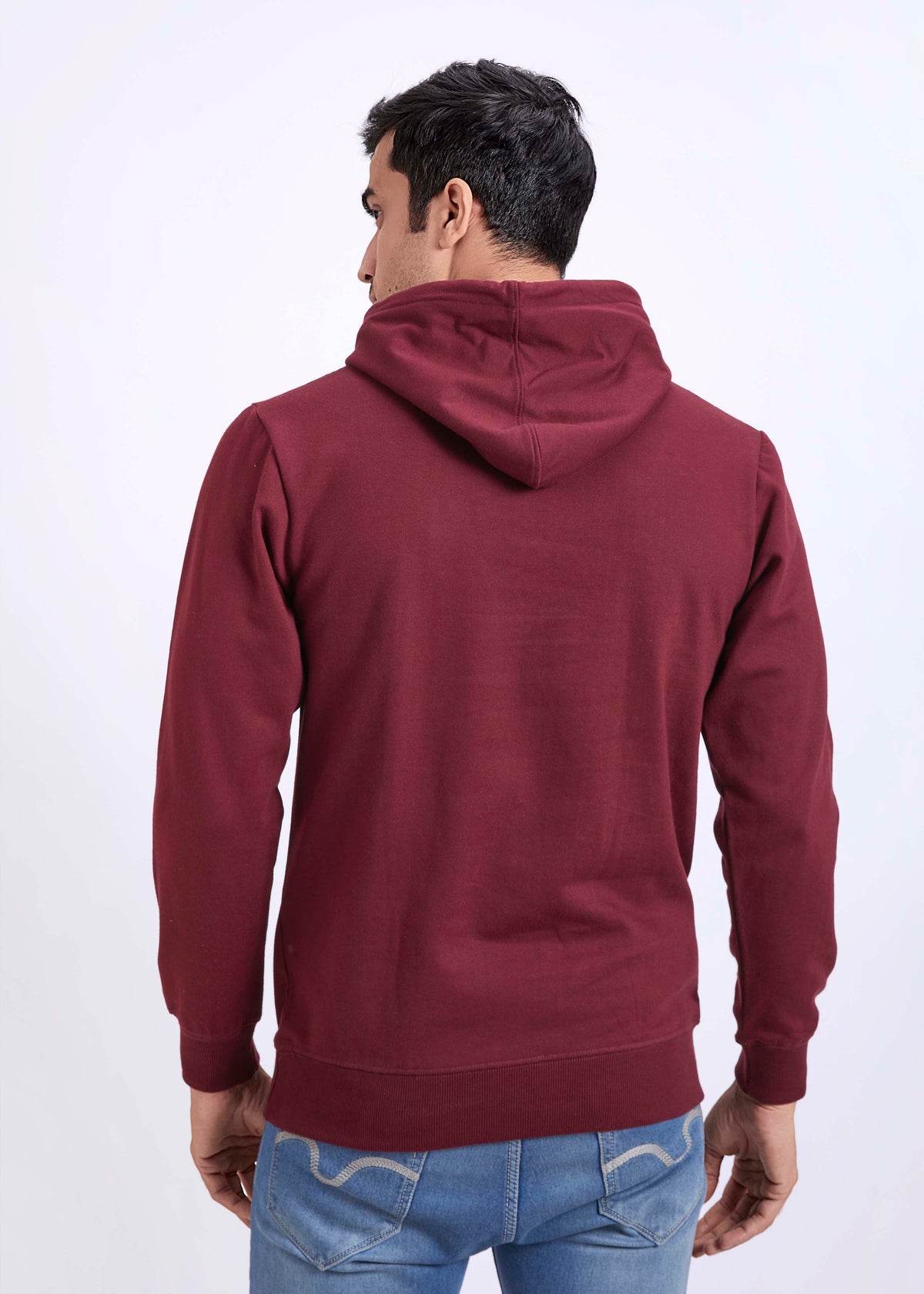 Cotton Fleece Printed Hoodie - Maroon