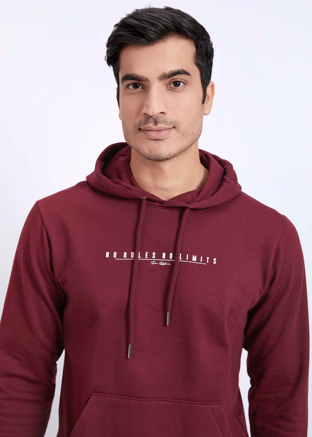 Cotton Fleece Printed Hoodie - Maroon