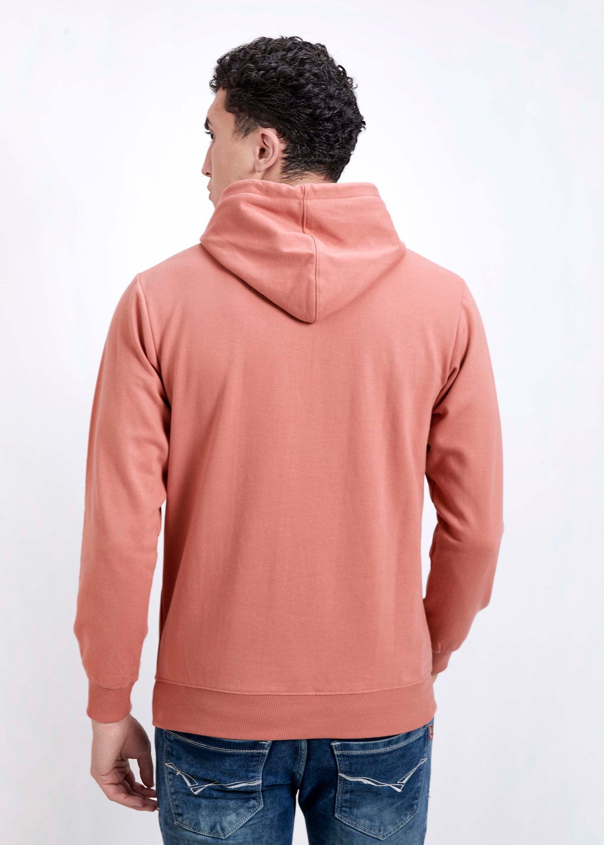 Cotton Fleece Printed Hoodie - Peach