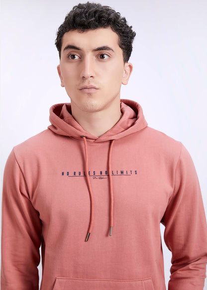 Cotton Fleece Printed Hoodie - Peach