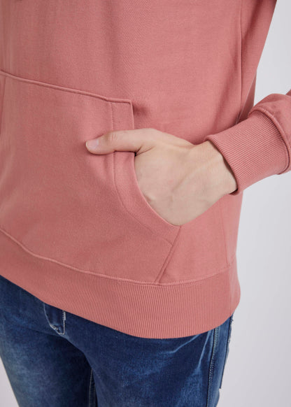 Cotton Fleece Printed Hoodie - Peach