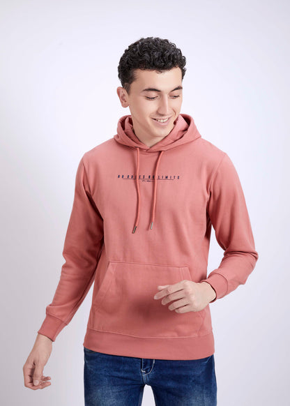 Cotton Fleece Printed Hoodie - Peach