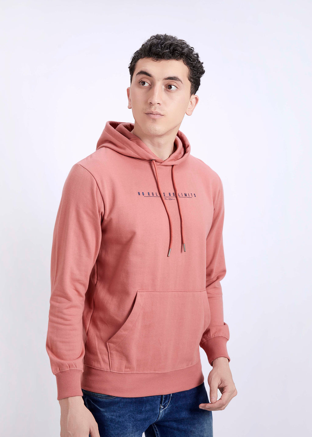Cotton Fleece Printed Hoodie - Peach