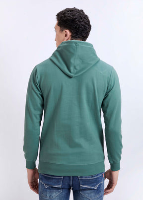 Cotton Fleece Printed Hoodie - Pista