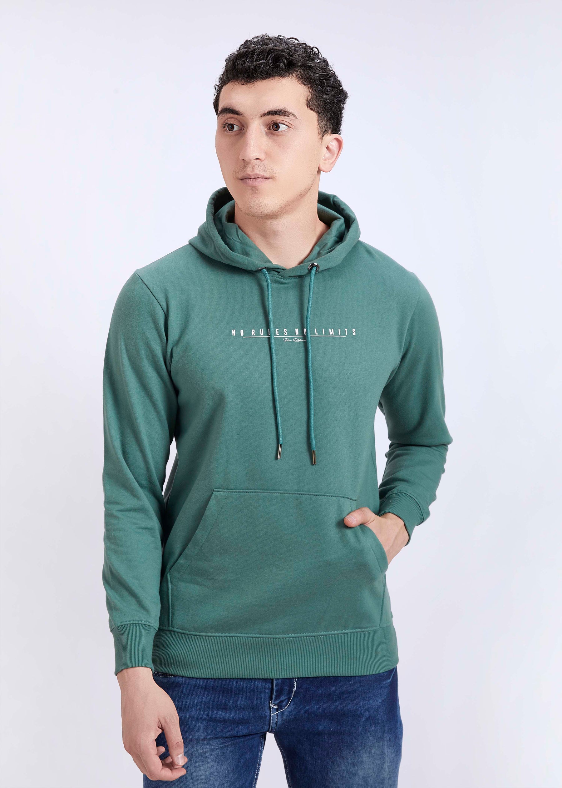 Cotton Fleece Printed Hoodie - Pista