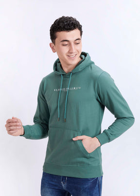 Cotton Fleece Printed Hoodie - Pista