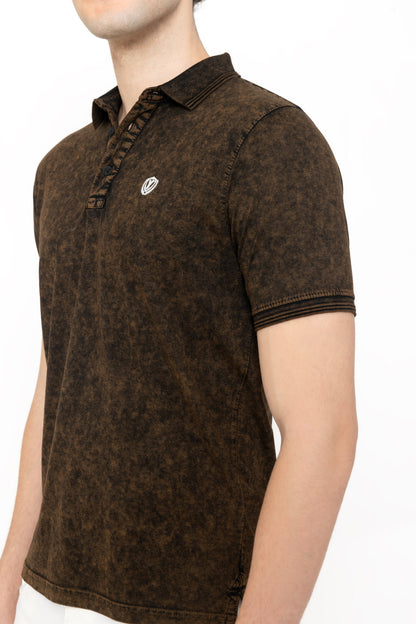 Tie-Dye Polo T-Shirt Olive