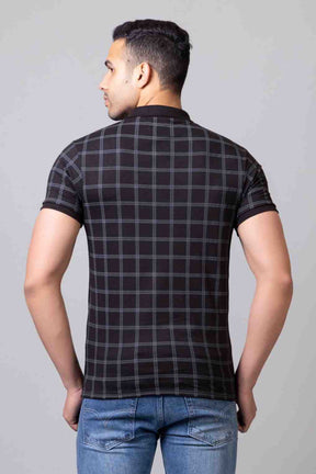 Men Checkered Polo Neck Pure Cotton T-Shirt