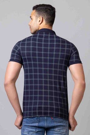 Men Checkered Polo Neck Pure Cotton T-Shirt