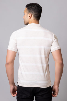 Men's Cotton Rich Striped Polo T-shirt with Pocket