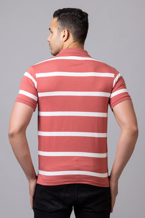 Men's Cotton Rich Striped Polo T-shirt with Pocket