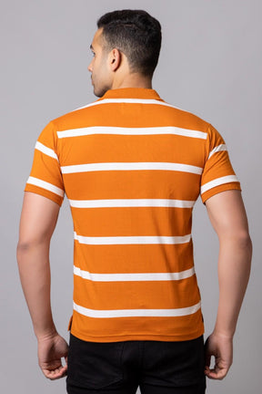 Men's Cotton Rich Striped Polo T-shirt with Pocket