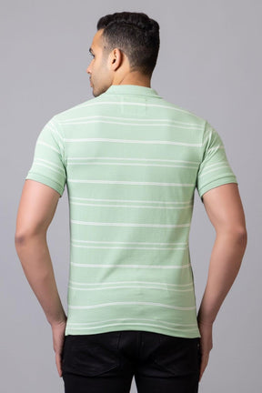 Men's Cotton Rich Striped Polo T-shirt with Pocket