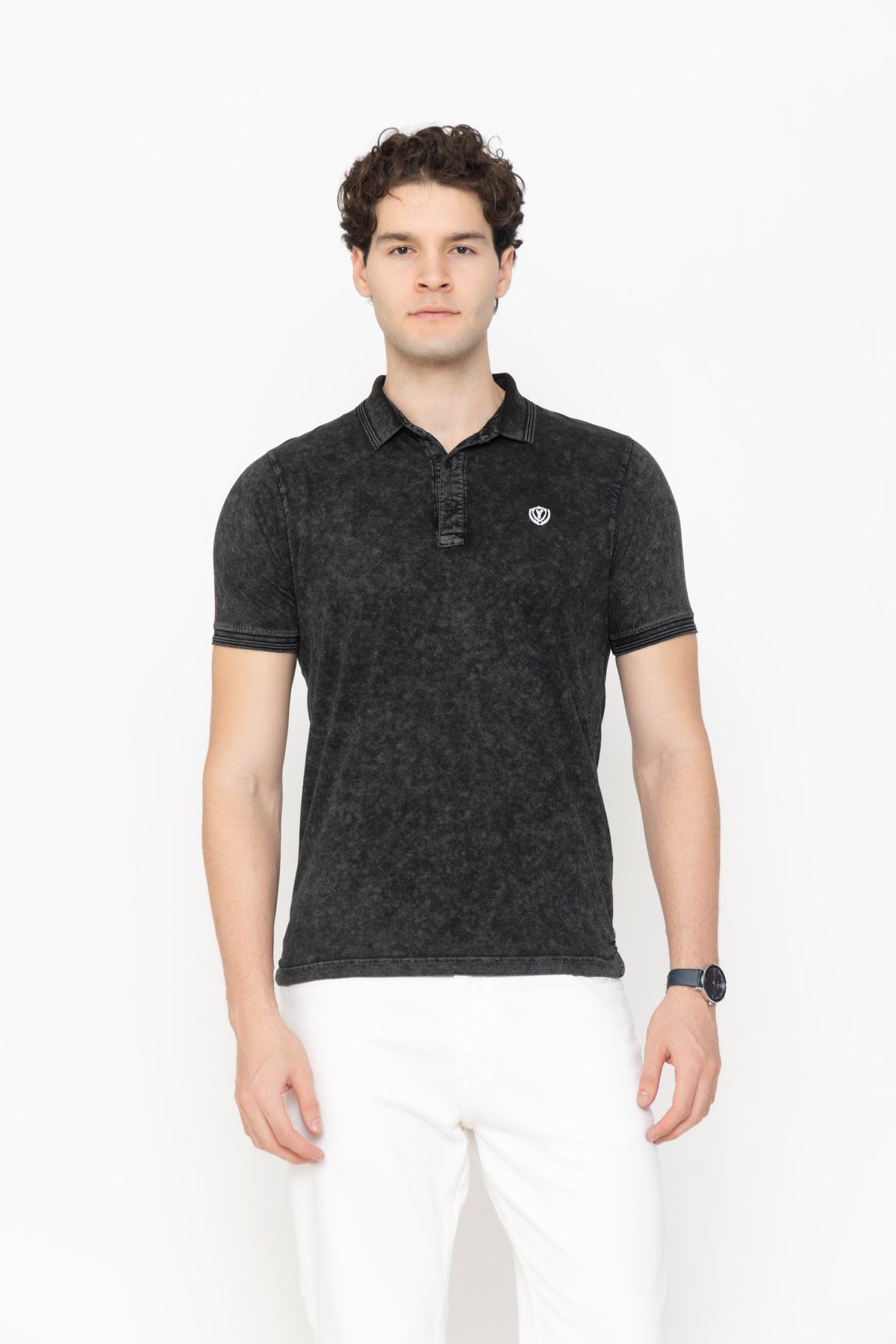 Tie-Dye Polo T-Shirt Black