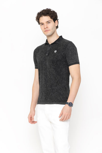 Tie-Dye Polo T-Shirt Black