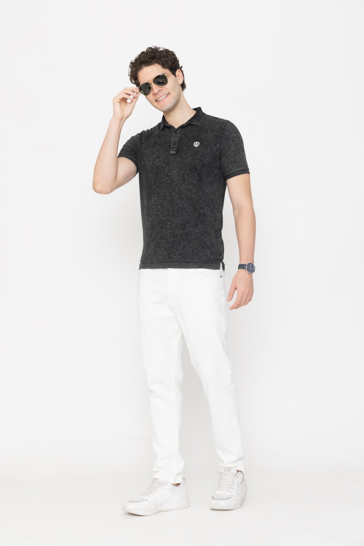 Tie-Dye Polo T-Shirt Black