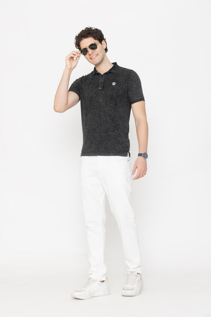 Tie-Dye Polo T-Shirt Black