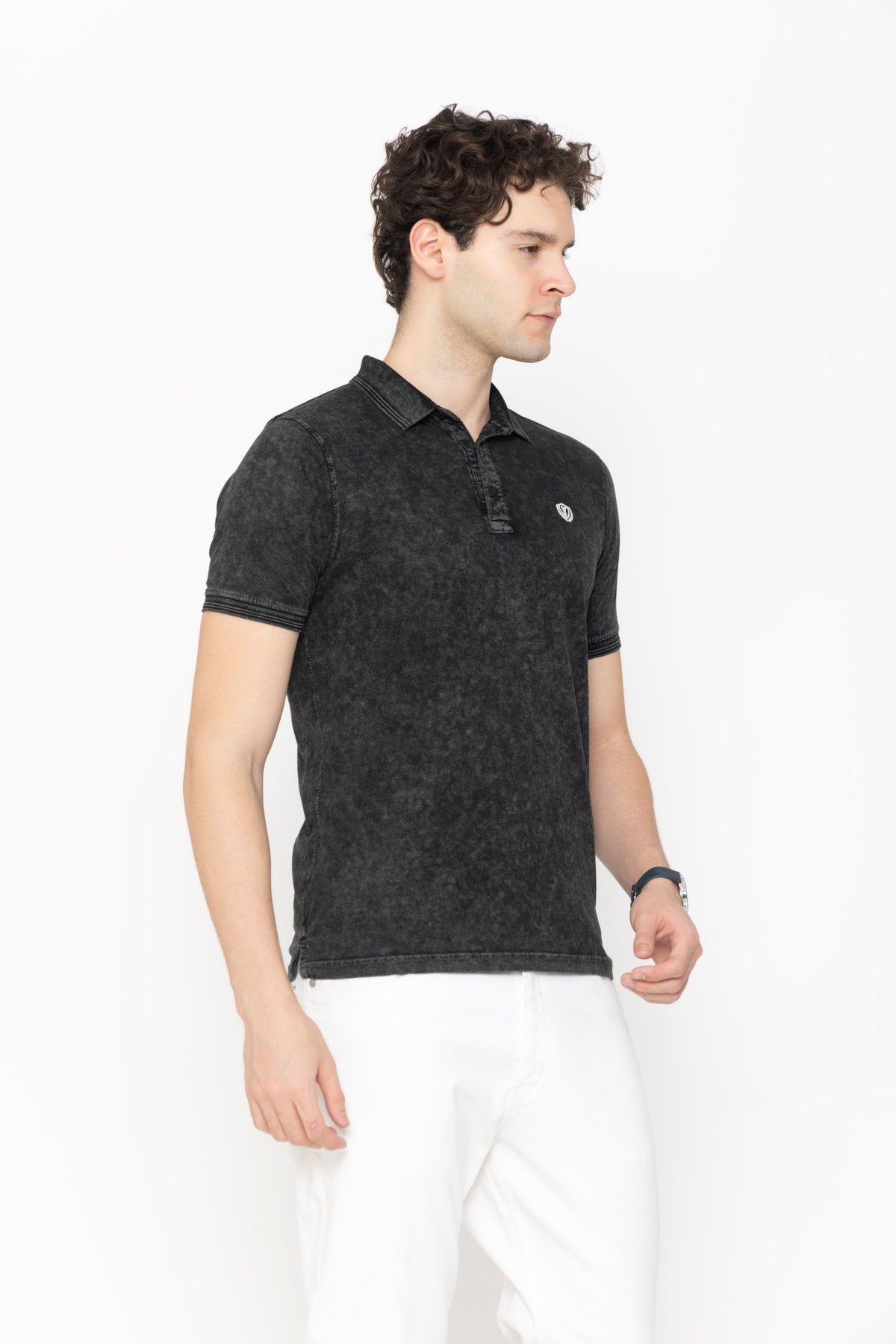 Tie-Dye Polo T-Shirt Black