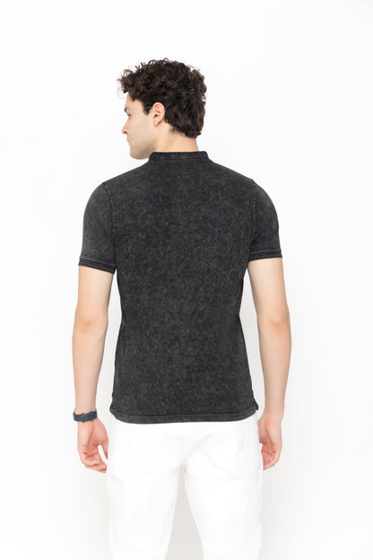 Tie-Dye Polo T-Shirt Black