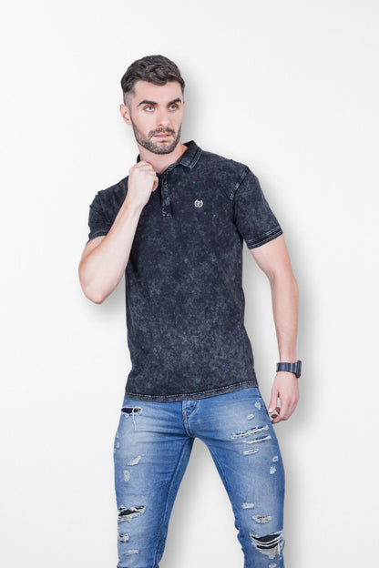 Tie-Dye Polo T-Shirt Black