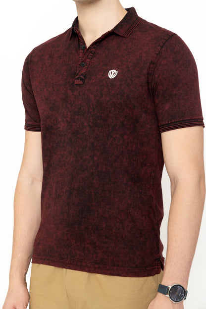 Tie-Dye Polo T-Shirt Wine