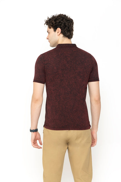 Tie-Dye Polo T-Shirt Wine