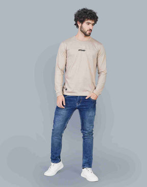 Self Knit Full Sleeve T-Shirt - Beige