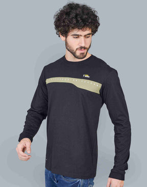 Self Knit Full Sleeve T-Shirt - Black