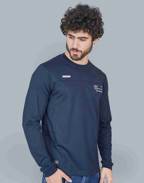 Self Knit Full Sleeve T-Shirt - Navy