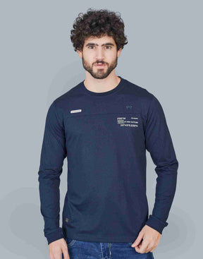 Self Knit Full Sleeve T-Shirt - Navy